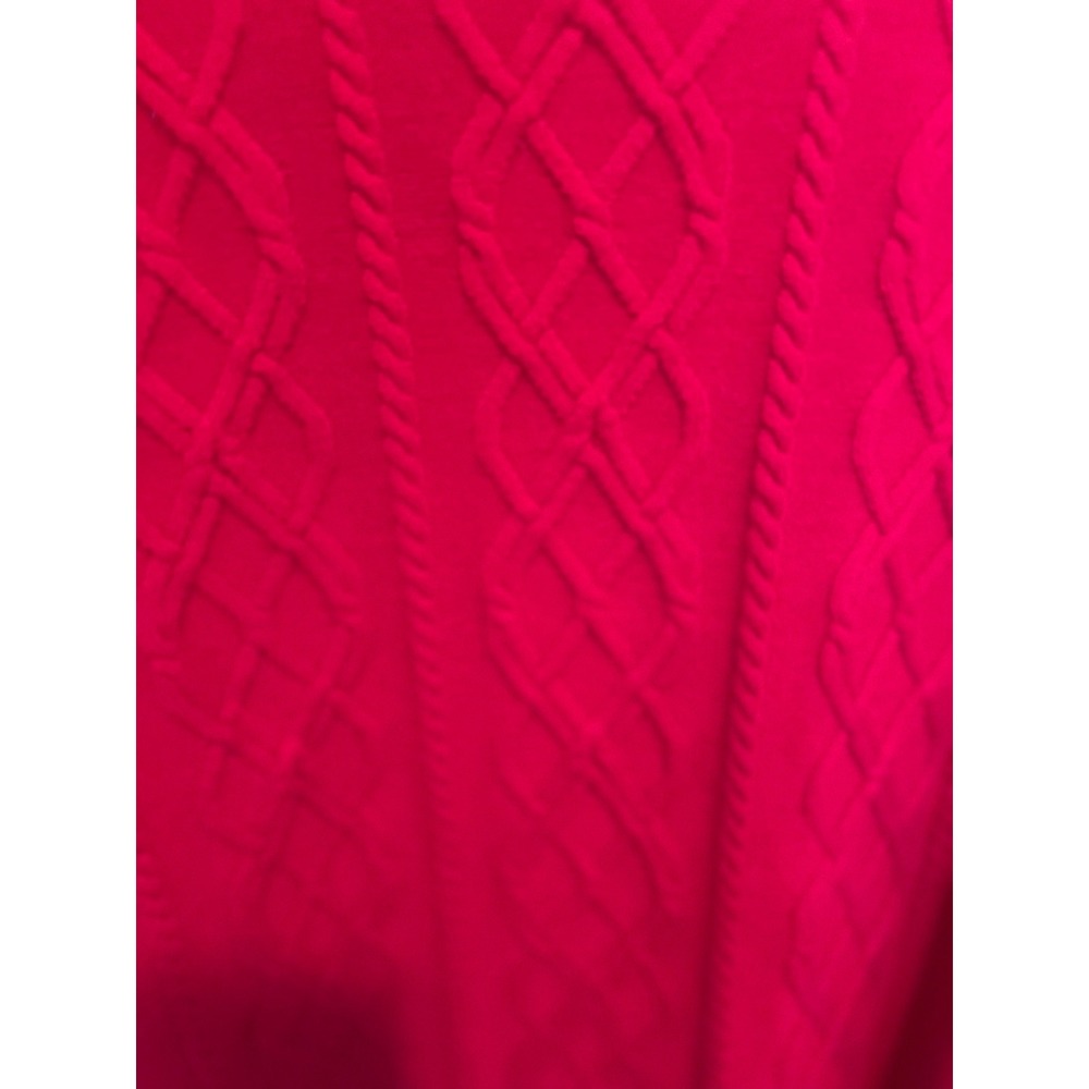 Talbots Woman Red Cable Knit Sweater Lambswool Blend Shoulder‎ Button Detail 2X - Picture 6 of 9